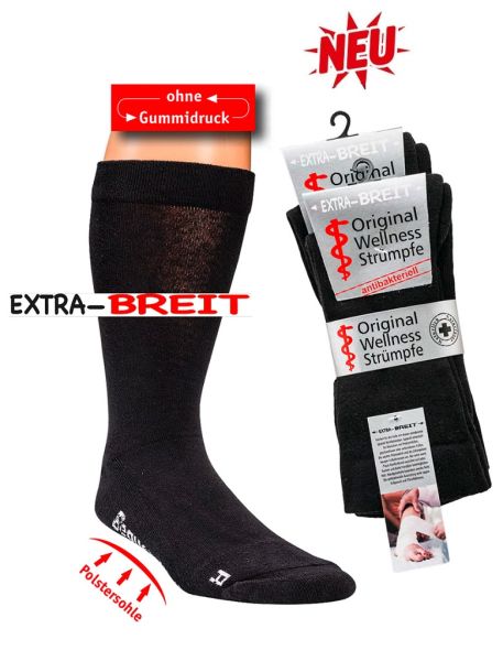 Gepolsterte Spezial-Komfort-Baumwollsocken, extra-breit, für geschwollene Füße, ohne Gummidruck, 2er-Bündel