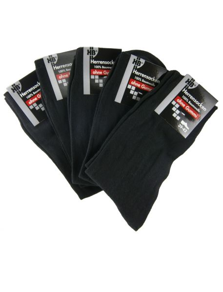 Preview: Herren-Socken, 90% Baumwolle, ohne Gummidruck und Naht, schwarz, 5er-Bündel